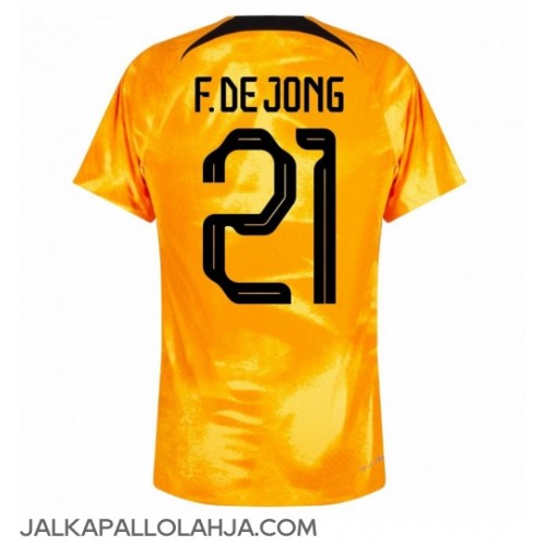 Alankomaat Frenkie de Jong #21 Kopio Koti Pelipaita MM-kisat 2022 Lyhyet Hihat